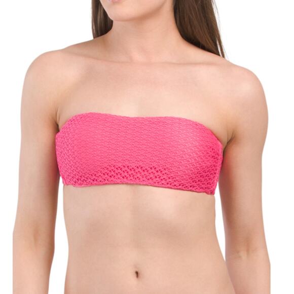 Splendid hot pink mesh bandeau top bikini set size medium S/M NWT - Picture 1 of 7